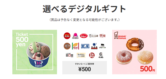 楽天生命保険 選べるデジタルギフト