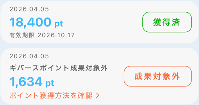 ギバース成果対象