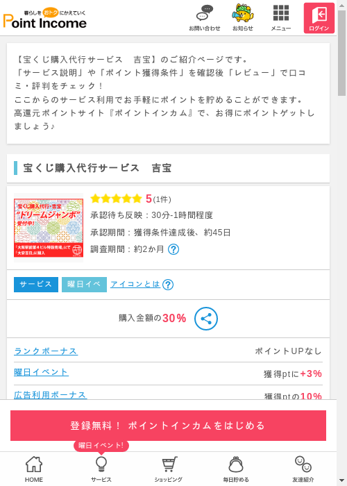 宝くじ 購入代行の過去最高画像（ポイントインカム・2026年3月11日）