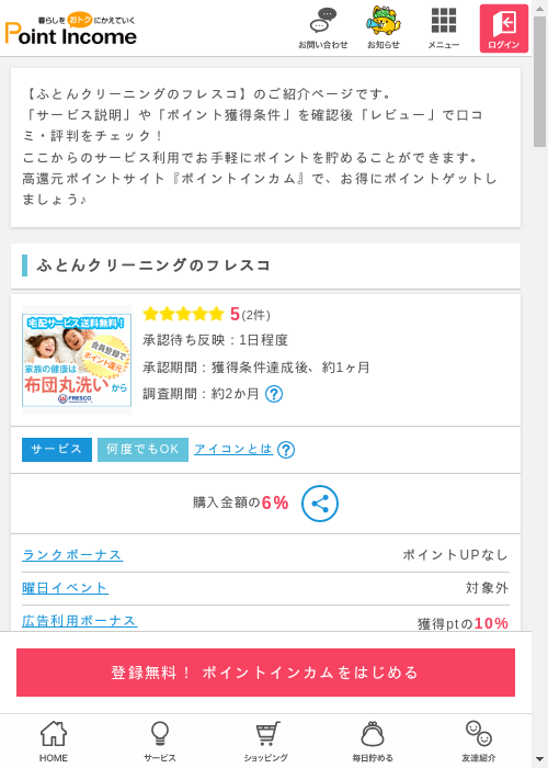 クリーニングの過去最高画像（ポイントインカム・2026年3月6日）