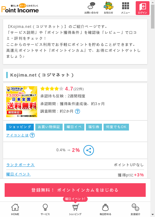 コジマの過去最高画像（ポイントインカム・2026年3月8日）