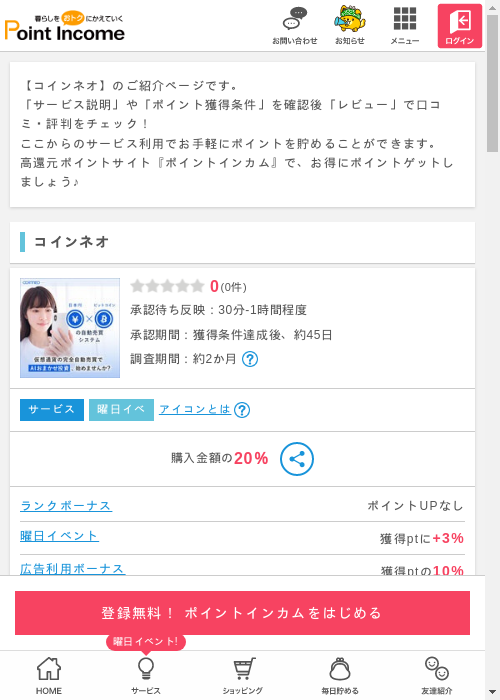 コインネオの過去最高画像（ポイントインカム・2026年3月11日）
