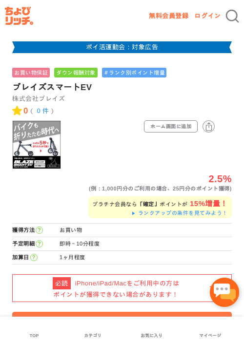 ブレイズスマートEVの過去最高画像（ちょびリッチ・2026年4月30日）