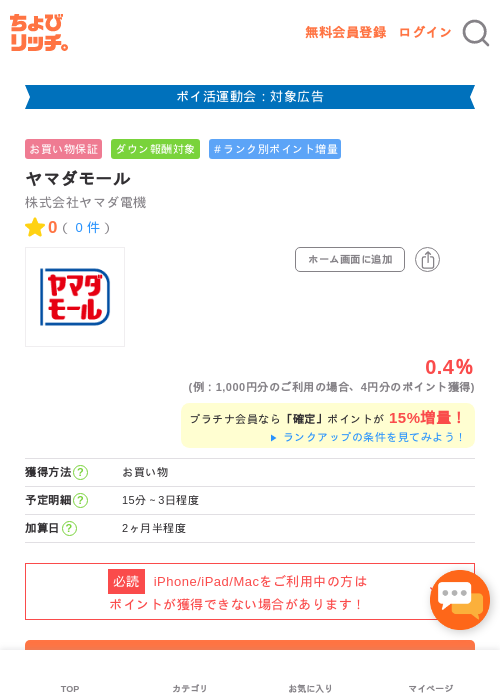 ヤマダモールの過去最高画像（ちょびリッチ・2026年4月29日）