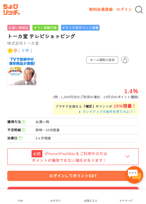 トーカ堂 テレビショッピングの過去最高画像（ちょびリッチ・2026年5月1日）