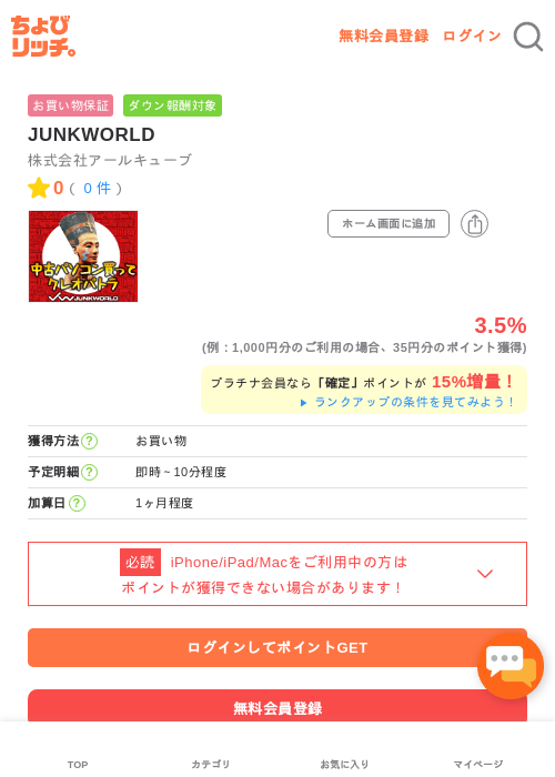 JUNKWORLDの過去最高画像（ちょびリッチ・2026年5月1日）