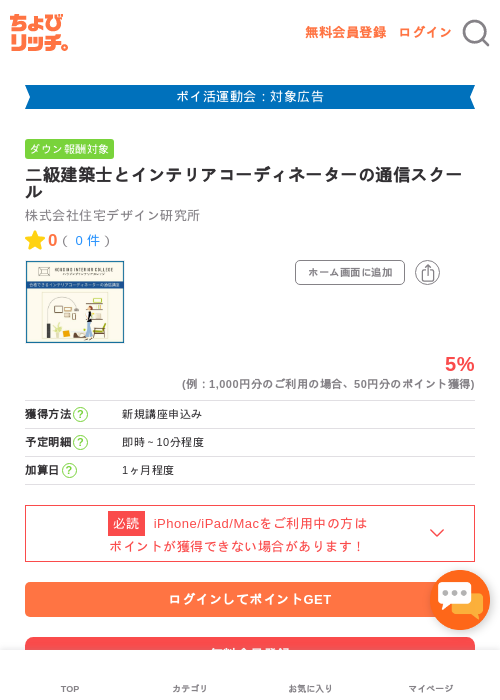 二級建築士とインテリアコーディネーターの通信スクールの過去最高画像（ちょびリッチ・2026年4月27日）