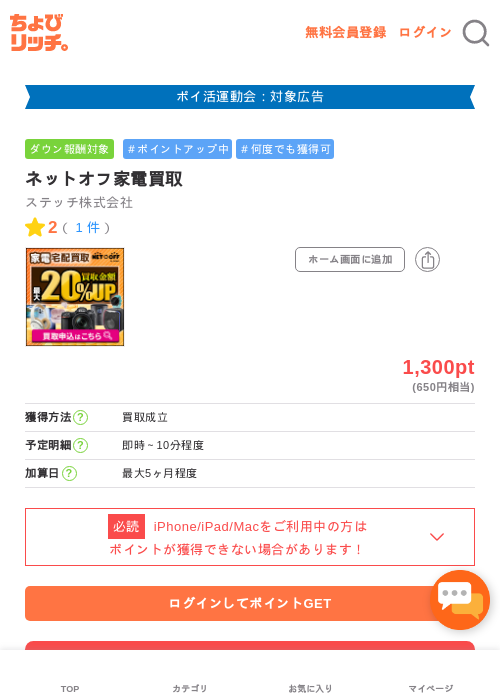 ネットオフ 買取の過去最高画像（ちょびリッチ・2026年4月28日）