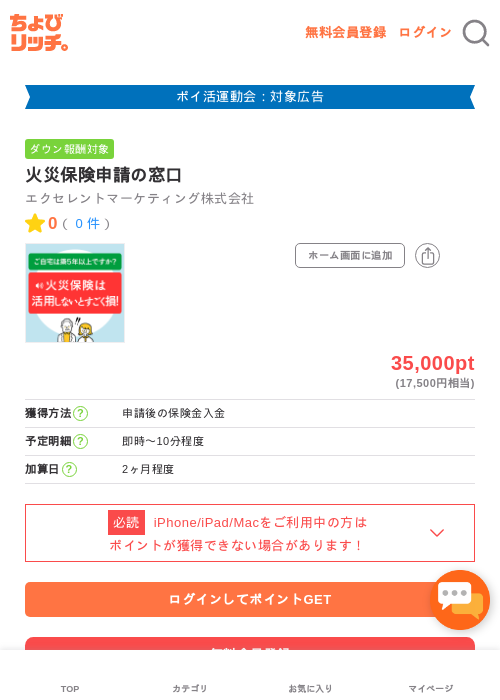 火災保険申請の窓口の過去最高画像（ちょびリッチ・2026年4月28日）
