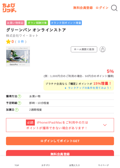 グリーンパン オンラインストアの過去最高画像（ちょびリッチ・2026年5月1日）