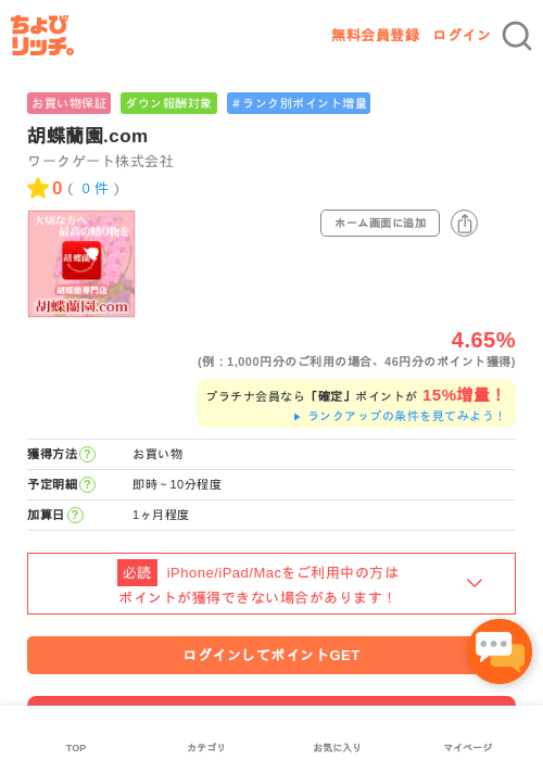 胡蝶蘭園.comの過去最高画像（ちょびリッチ・2026年5月1日）