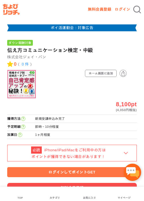 伝え方コミュニケーション検定・中級の過去最高画像（ちょびリッチ・2026年4月28日）
