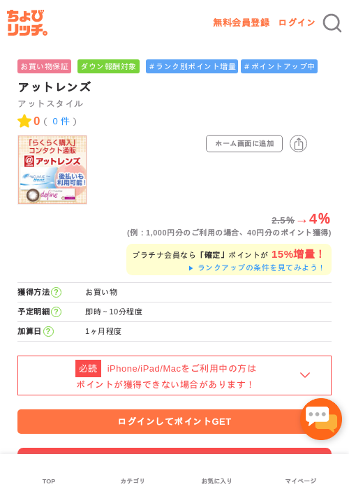 アットレンズの掲載記録画像（ちょびリッチ・2026年5月1日）