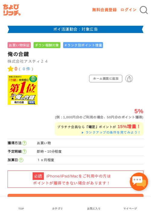 俺の合鍵の掲載記録画像（ちょびリッチ・2026年4月30日）