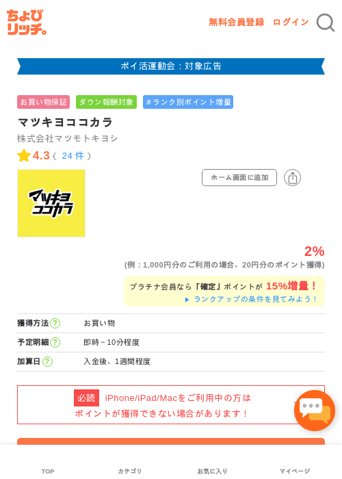 マツキヨココカラの過去最高画像（ちょびリッチ・2026年4月28日）