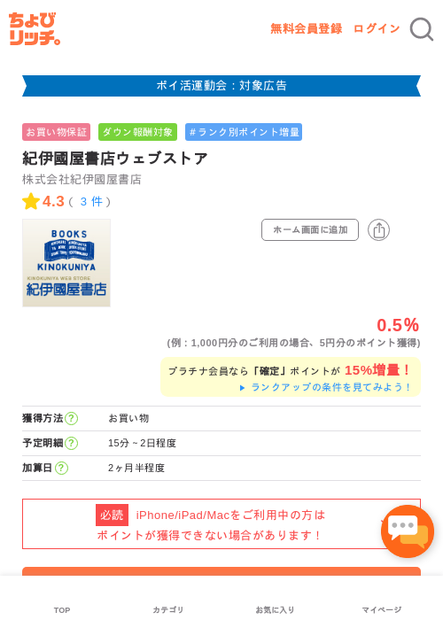 紀伊國屋書店の過去最高画像（ちょびリッチ・2026年4月29日）
