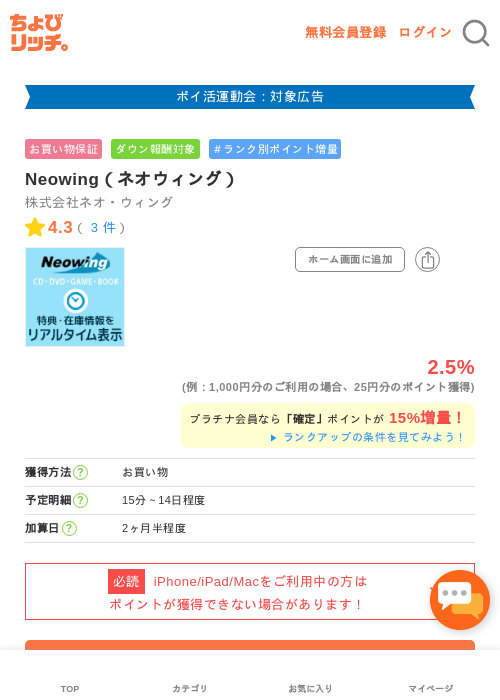 Neowingの過去最高画像（ちょびリッチ・2026年4月30日）