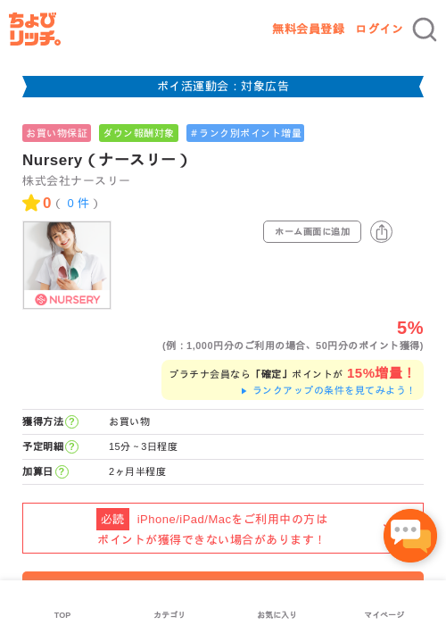 Nursery（ナースリー）の過去最高画像（ちょびリッチ・2026年4月29日）
