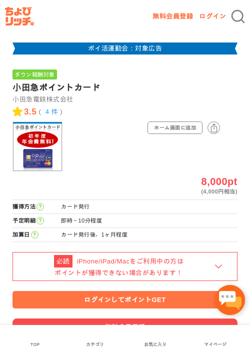 小田急ポイントカードの過去最高画像（ちょびリッチ・2026年4月28日）