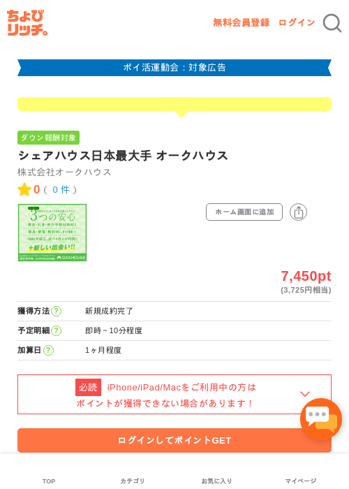 シェアハウス日本最大手 オークハウスの過去最高画像（ちょびリッチ・2026年4月28日）