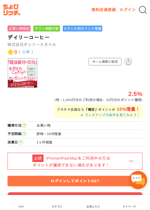 コーヒーの過去最高画像（ちょびリッチ・2026年5月1日）