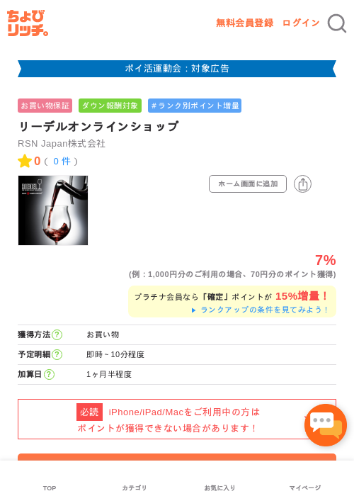 リーデルオンラインショップの過去最高画像（ちょびリッチ・2026年4月30日）