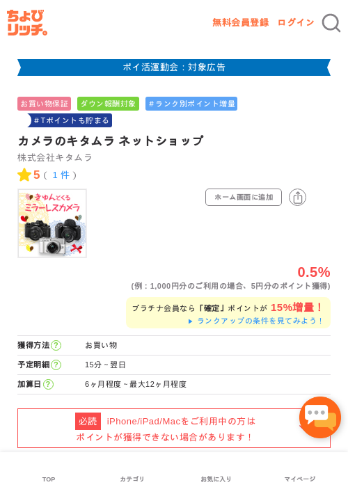 カメラのキタムラの過去最高画像（ちょびリッチ・2026年4月28日）