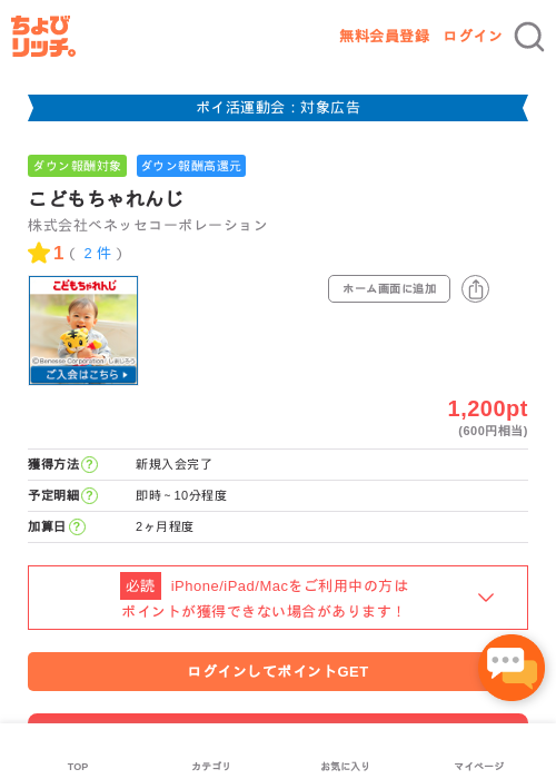 こどもちゃれんじの掲載記録画像（ちょびリッチ・2026年4月28日）