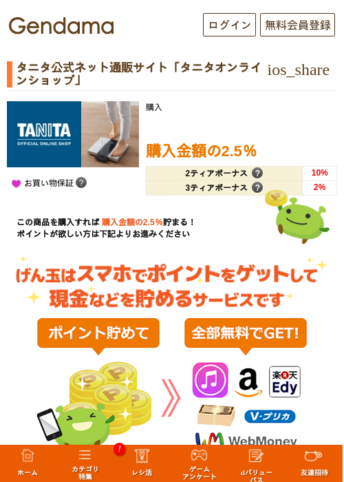 タニタ公式ネット通販サイト「タニタオンラインショップ」の過去最高画像（げん玉・2026年5月7日）