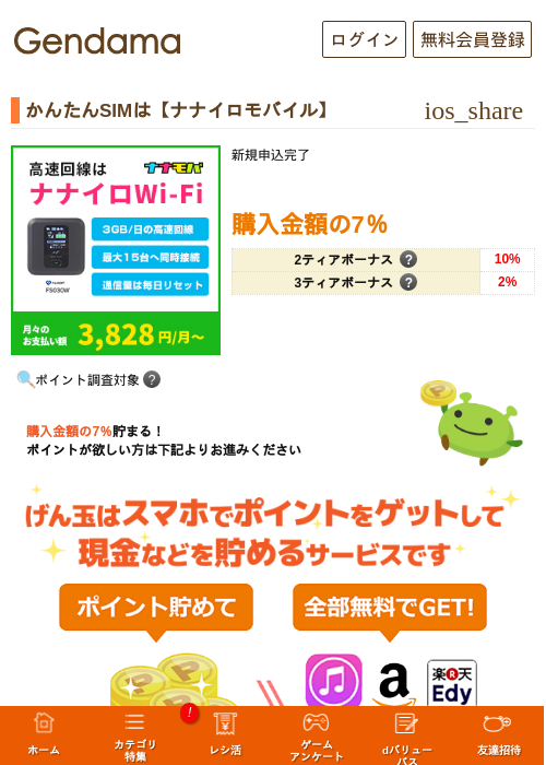 かんたんSIMは【ナナイロモバイル】の過去最高画像（げん玉・2026年5月8日）