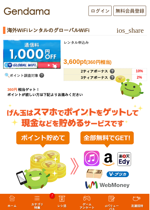 海外WiFiレンタルのグローバルWiFiの過去最高画像（げん玉・2026年5月10日）