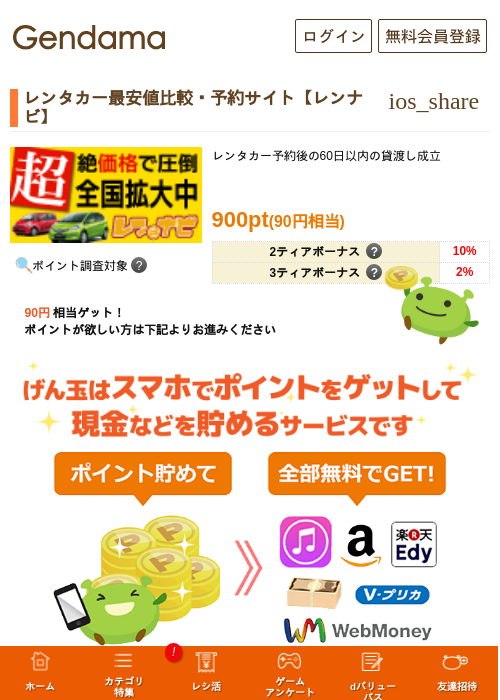 レンタカー最安値比較・予約サイト【レンナビ】の過去最高画像（げん玉・2026年5月8日）