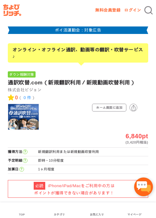 通訳吹替.com（新規翻訳利用／新規動画吹替利用）の過去最高画像（ちょびリッチ・2026年4月28日）