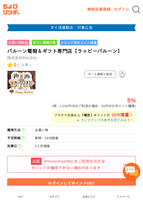 バルーン電報＆ギフト専門店【ラッピーバルーン】の過去最高画像（ちょびリッチ・2026年4月30日）