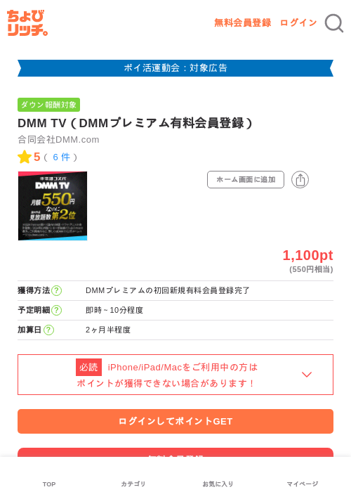DMM TV（DMMプレミアム有料会員登録）の過去最高画像（ちょびリッチ・2026年4月28日）