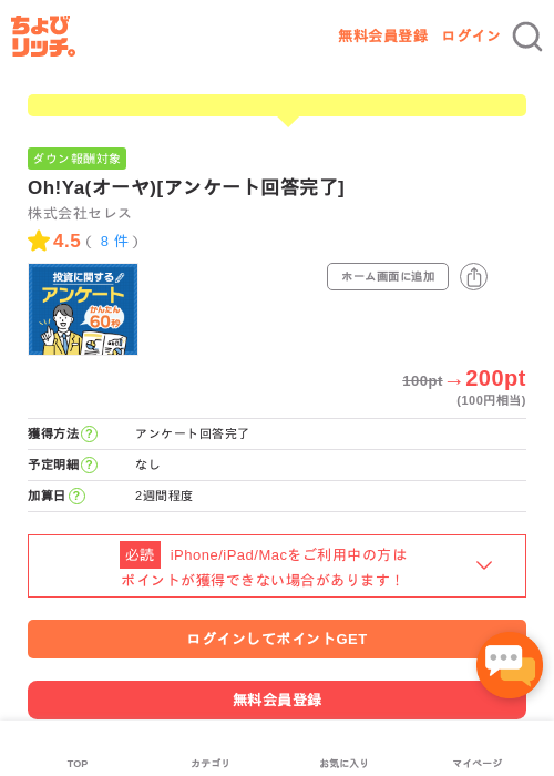 Oh!Ya(オーヤ)[アンケート回答完了]の過去最高画像（ちょびリッチ・2026年4月27日）