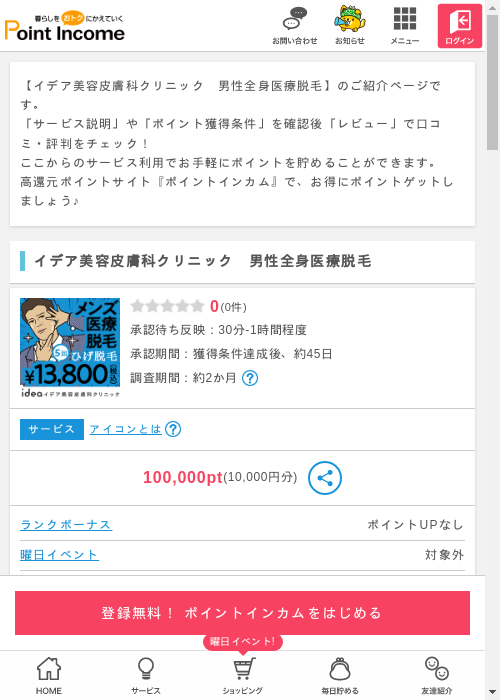 イデア美容皮膚科クリニックの過去最高画像（ポイントインカム・2026年3月8日）