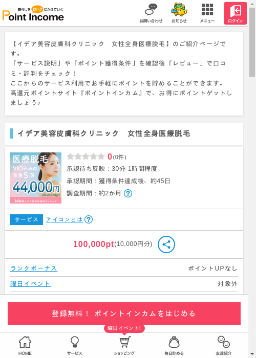 イデア美容皮膚科クリニックの過去最高画像（ポイントインカム・2026年3月8日）