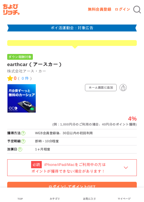 earthcar（アースカー）の過去最高画像（ちょびリッチ・2026年4月28日）