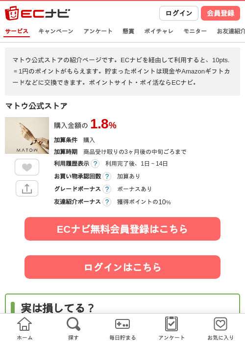 マトウ公式ストアの過去最高画像（ECナビ・2026年4月11日）