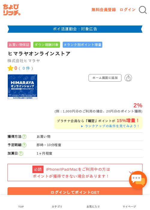 ヒマラヤオンラインストアの過去最高画像（ちょびリッチ・2026年4月29日）