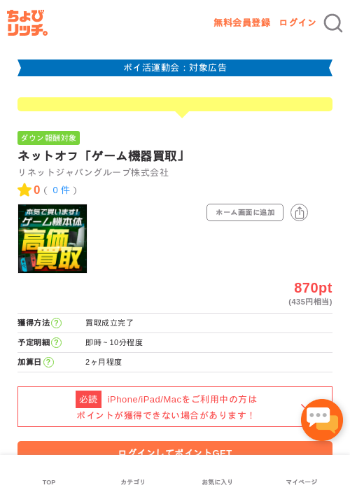 ネットオフ 買取の過去最高画像（ちょびリッチ・2026年4月28日）