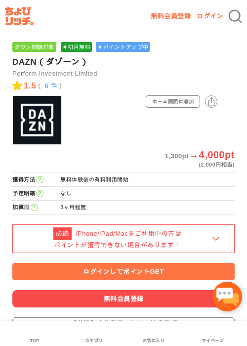 DAZNの過去最高画像（ちょびリッチ・2026年4月28日）