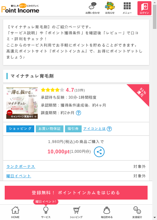 育毛の過去最高画像（ポイントインカム・2026年3月11日）