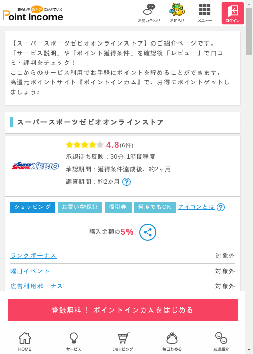 ゼビオの過去最高画像（ポイントインカム・2026年3月9日）