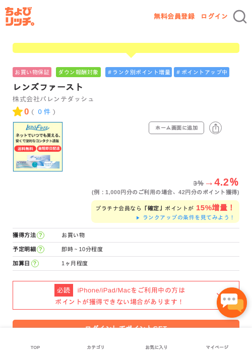レンズファーストの掲載記録画像（ちょびリッチ・2026年5月1日）