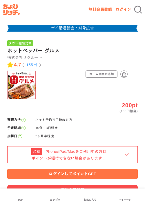 ホットペッパーの過去最高画像（ちょびリッチ・2026年4月27日）
