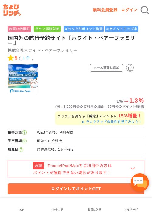 国内外の旅行予約サイト「ホワイト・ベアーファミリー」の過去最高画像（ちょびリッチ・2026年5月1日）