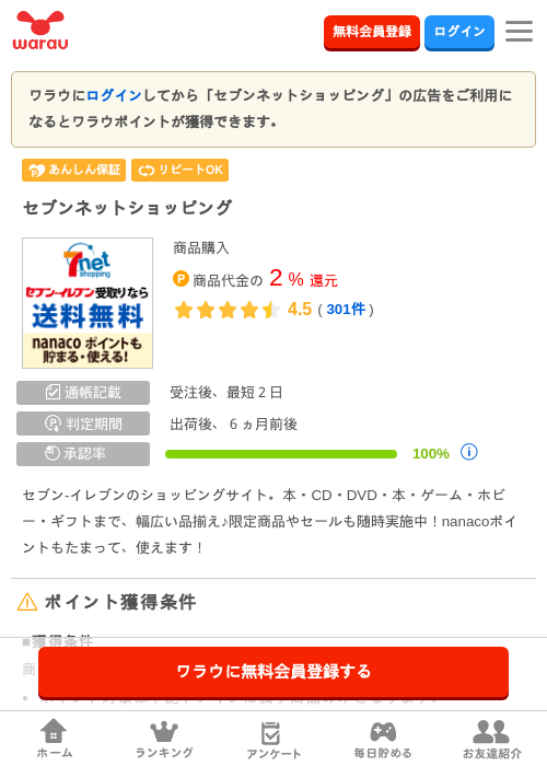 セブンネットショッピングの過去最高画像（ワラウ・2026年4月3日）