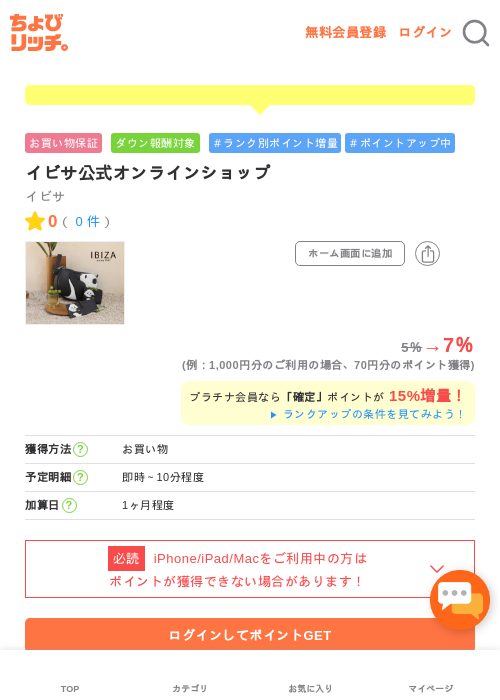 イビサ公式オンラインショップの過去最高画像（ちょびリッチ・2026年5月1日）